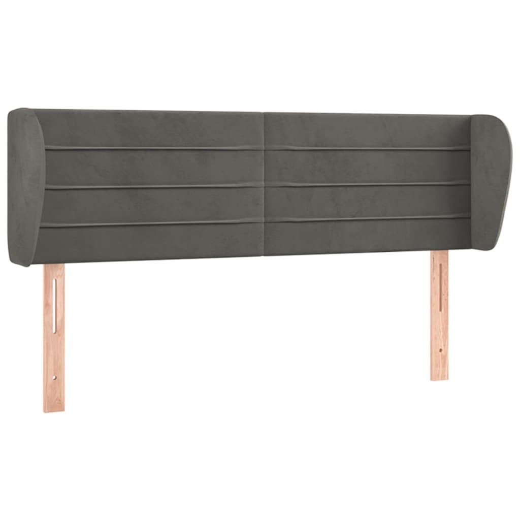 Kopfteil mit Ohren Dunkelblau 203x23x118/128 cm Samt