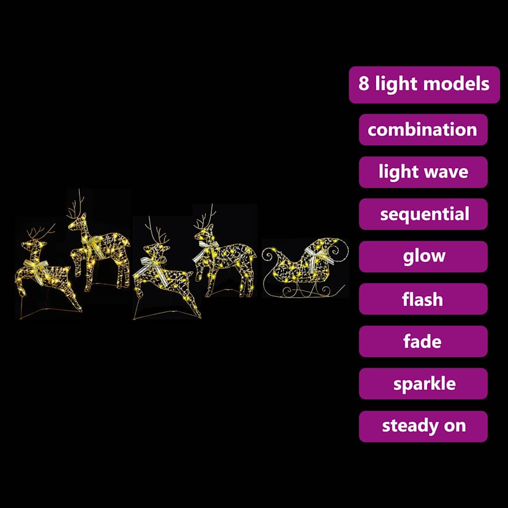 LED Rentiere 5 pcs Gold Stoff