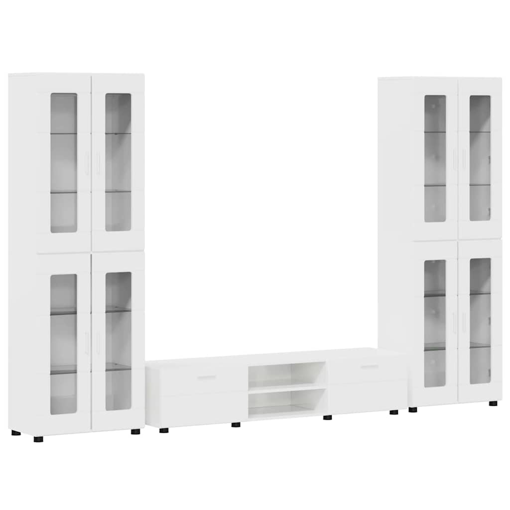 Highboard mit Regal FLORIN Weiß 60 x 35 x 182 cm Holzwerkstoff