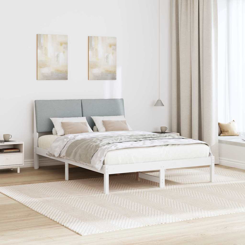Bettgestell Braun und hellgrau 200 x 200 cm Massivholz Kiefer