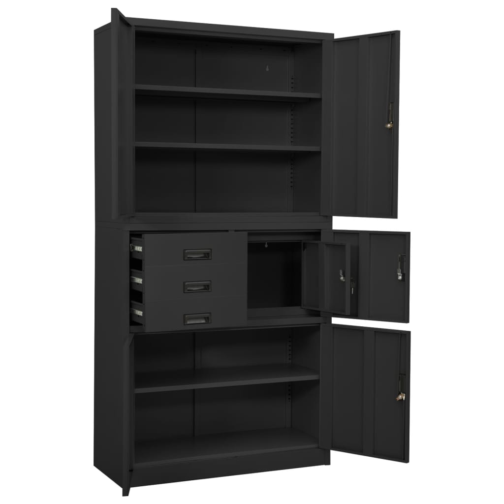 Büroschrank Weiß 90x40x180 cm Stahl