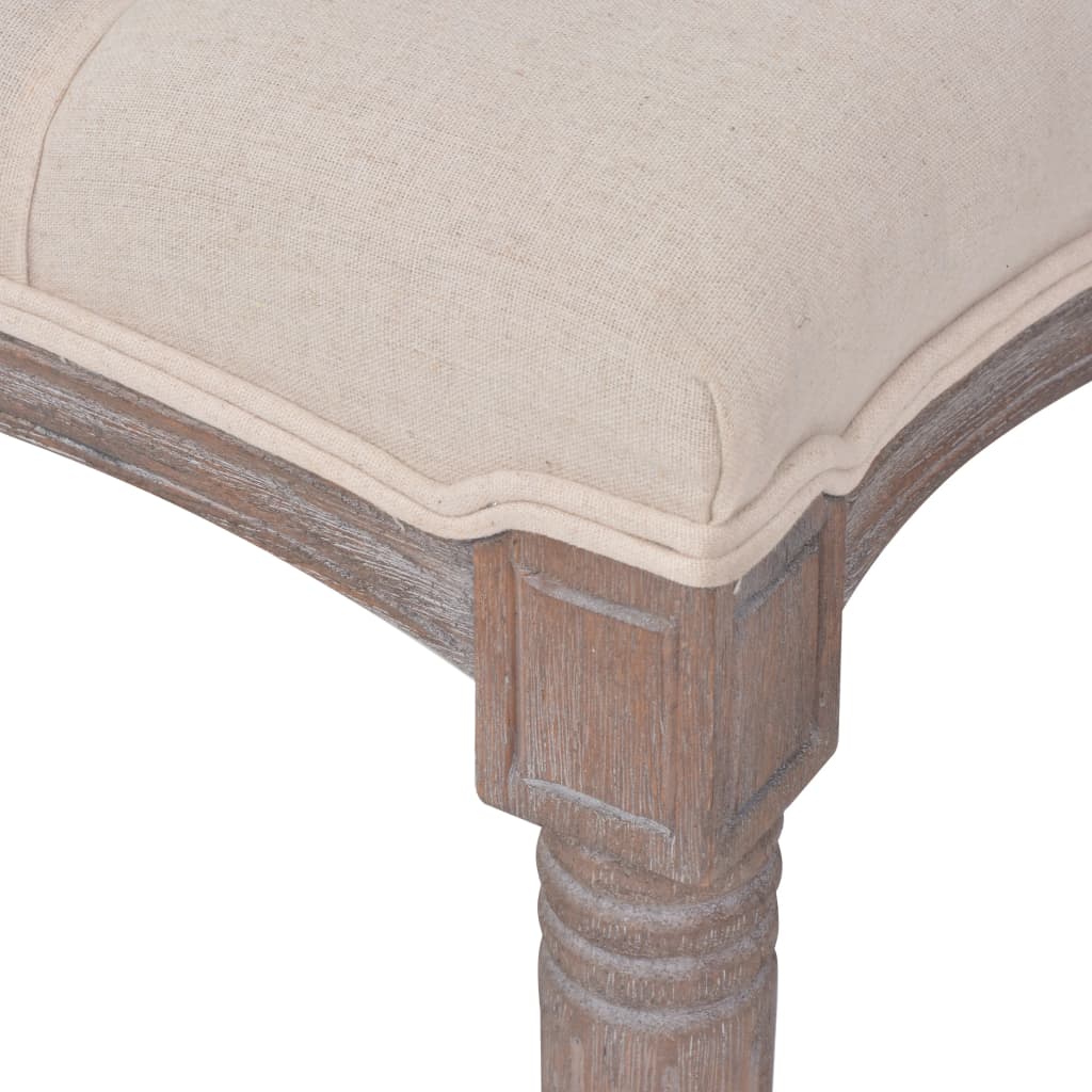 Sitzbank Stoff Massivholz 150x40x48 cm Cremeweiß