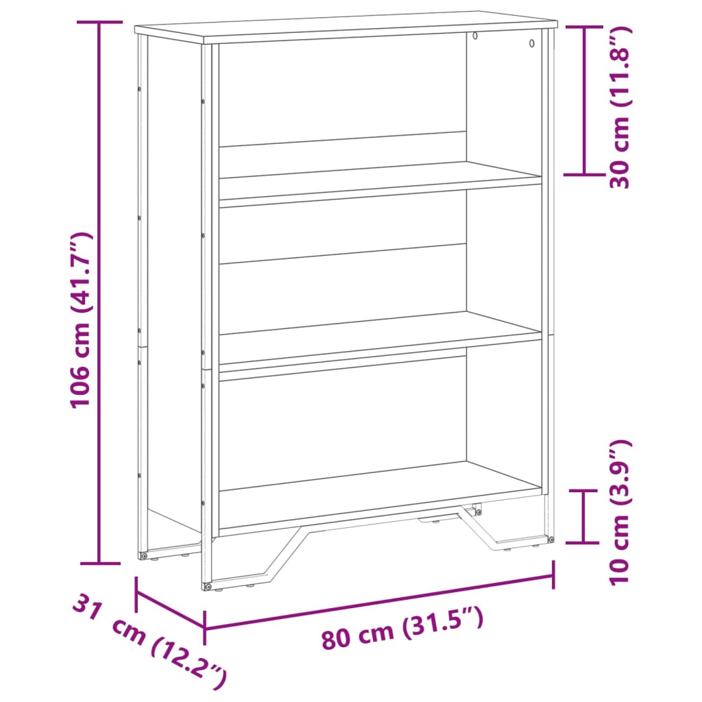 Bücherregal Schwarz 80x31x169 cm Holzwerkstoff