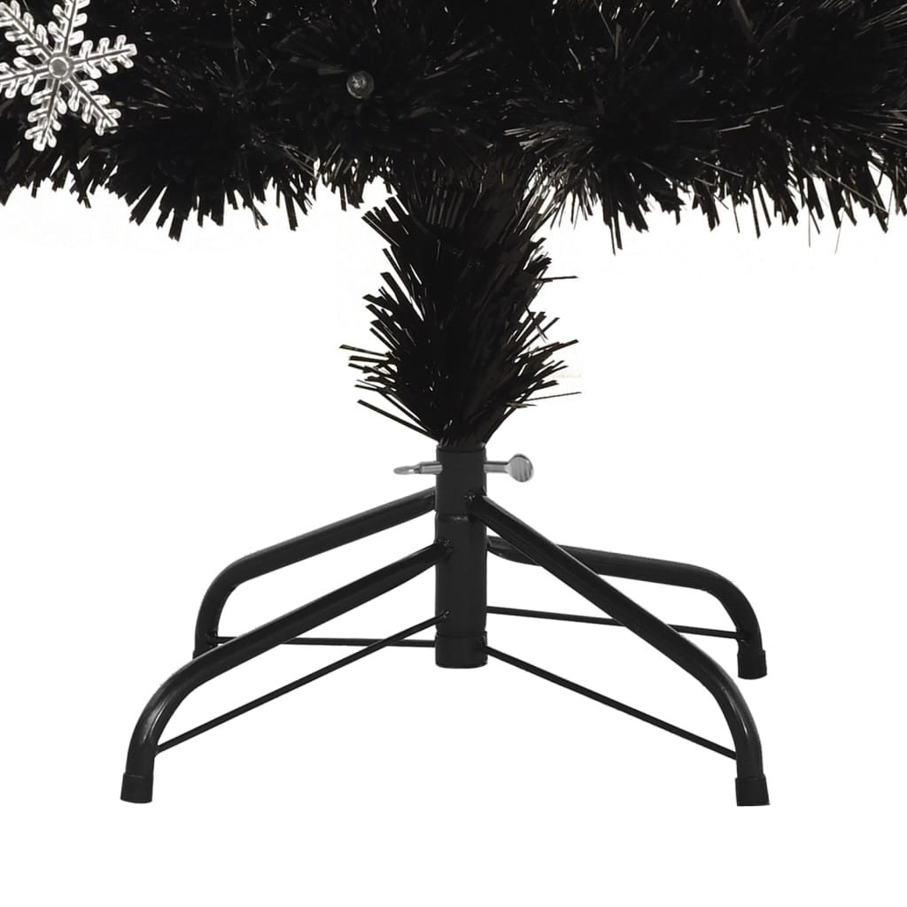 Weihnachtsbaum mit LED-Schneeflocken Schwarz 120 cm Fiberoptik