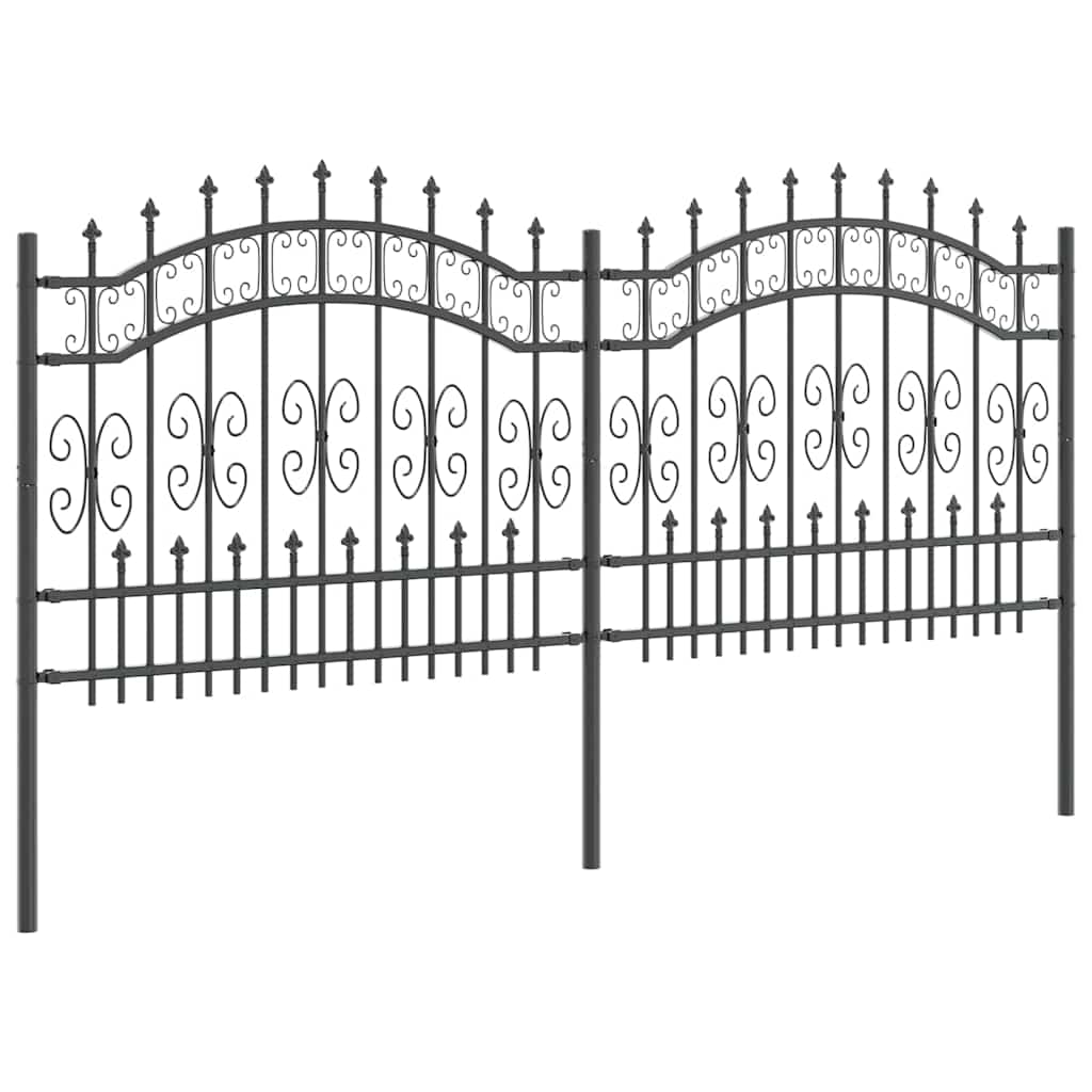 Gartenzaun KAMPEN mit Speerspitze Schwarz 240 x 75 cm Stahl