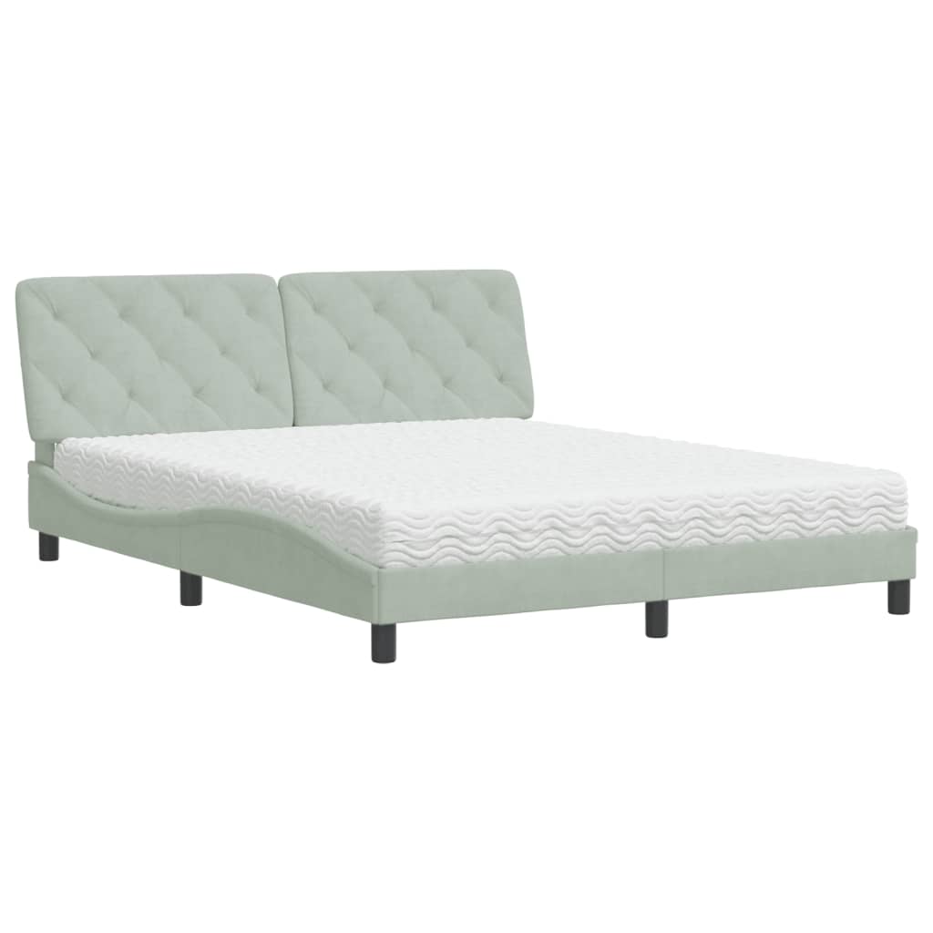 Bett mit Matratze Hellgrau 80x200 cm Samt