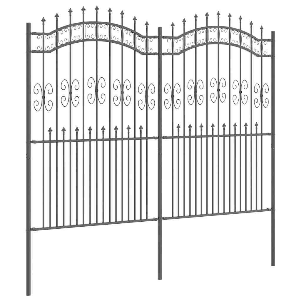 Gartenzaun KAMPEN mit Speerspitze Schwarz 240 x 75 cm Stahl