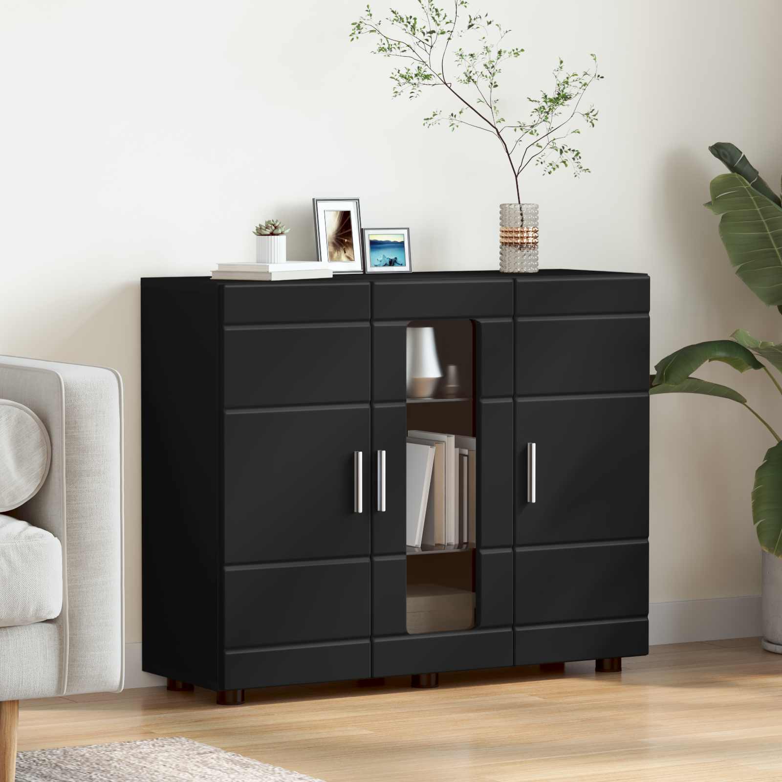 Highboard mit Regal FLORIN Weiß 60 x 35 x 182 cm Holzwerkstoff
