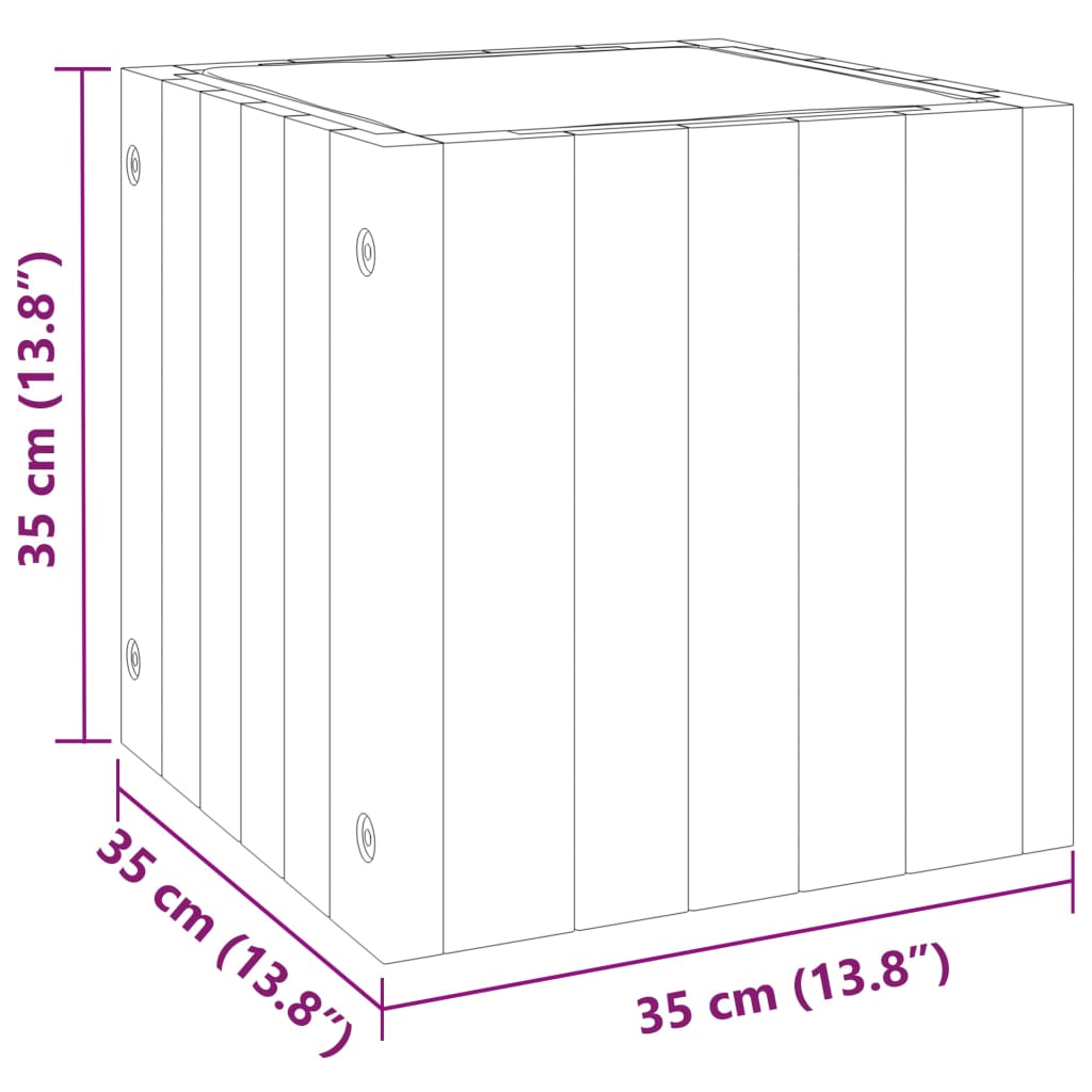 Pflanzkübel 25x25x25 cm Massivholz Akazie