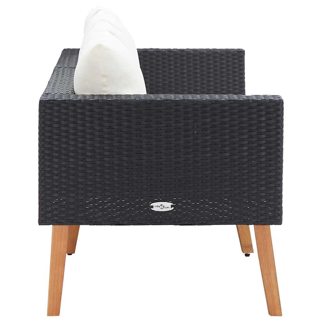 3-Sitzer-Gartensofa mit Auflagen Poly Rattan Beige