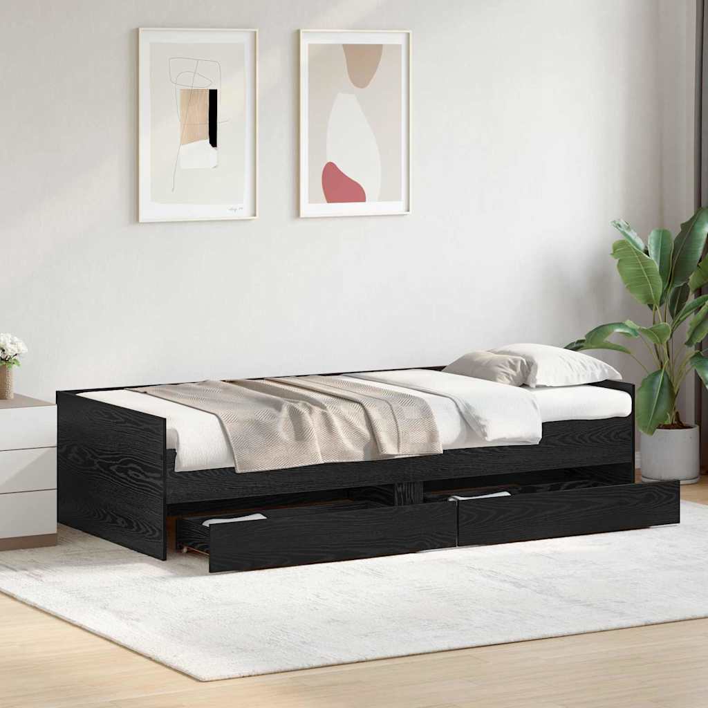 Bett mit Schubladen Braun Eiche-Optik 75x190 cm