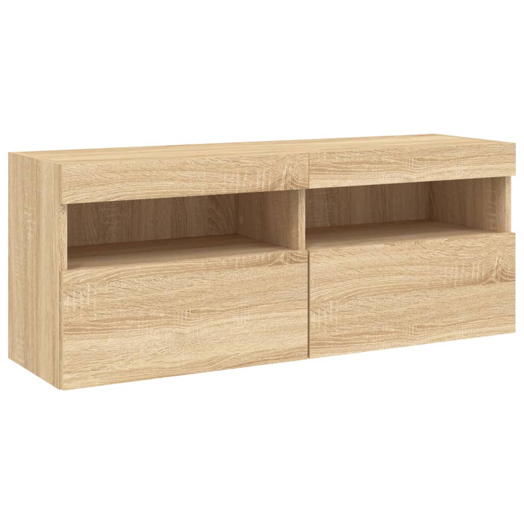 5-tlg. Wohnwand mit LED-Beleuchtung Weiß Holzwerkstoff