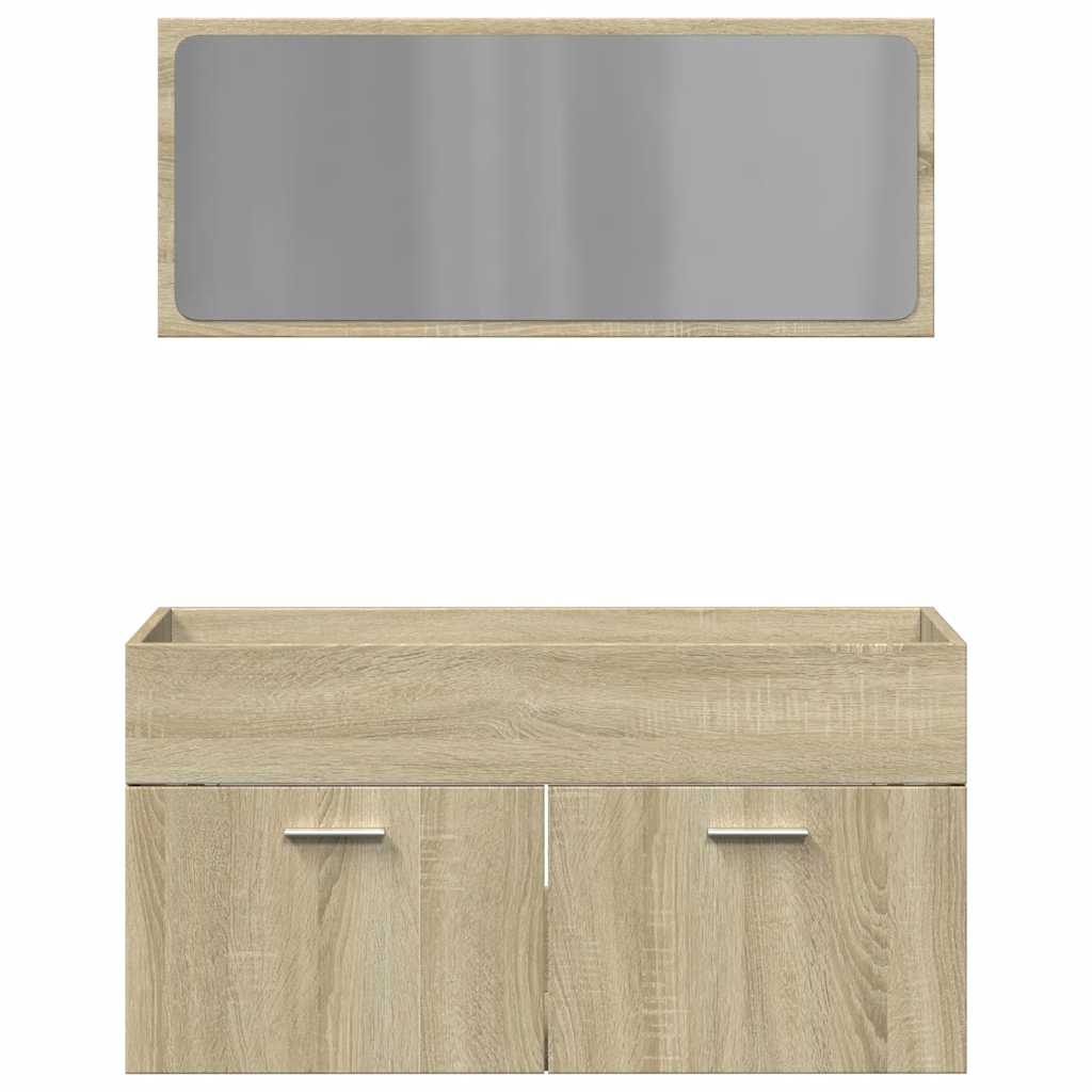 2-tlg. Badmöbel-Set Weiß Holzwerkstoff