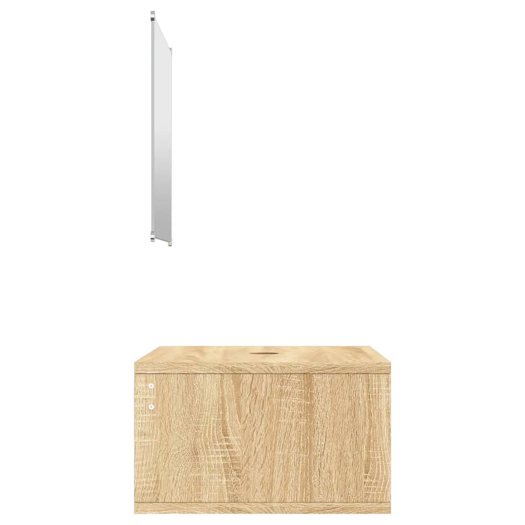 2-tlg. Badmöbel-Set Schwarz Holzwerkstoff