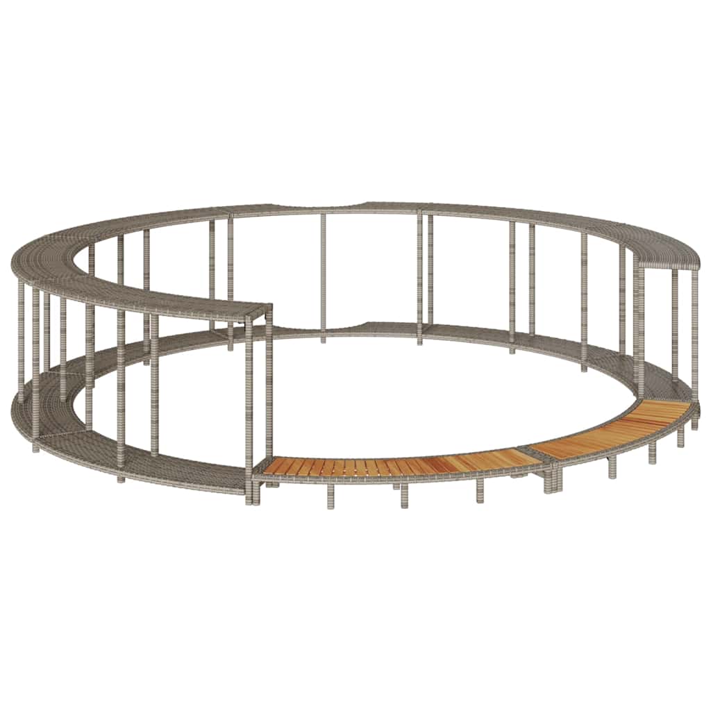 Whirlpool-Umrandung mit Stauraum Holztreppe Schwarz Poly Rattan