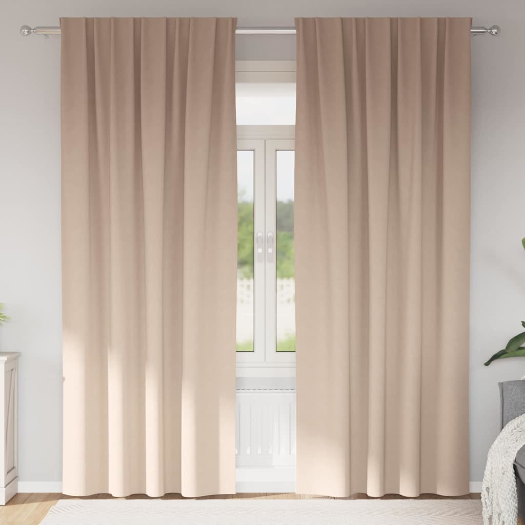 Verdunkelungs-Vorhänge mit Ringen 2 pcs Beige 140 x 140 cm