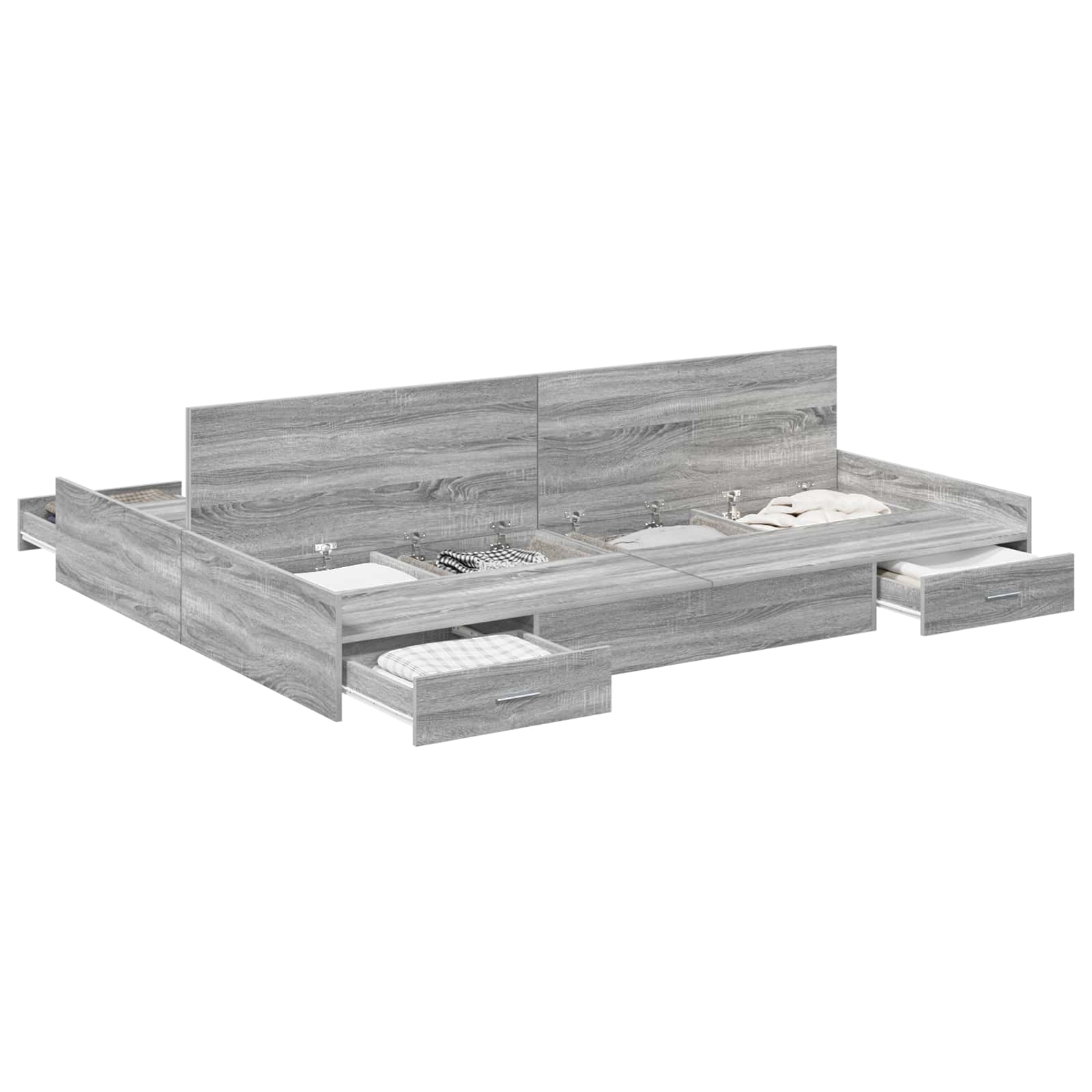 Aufbewahrungsbettgestell Weiß 200 x 200 cm Holzwerkstoff