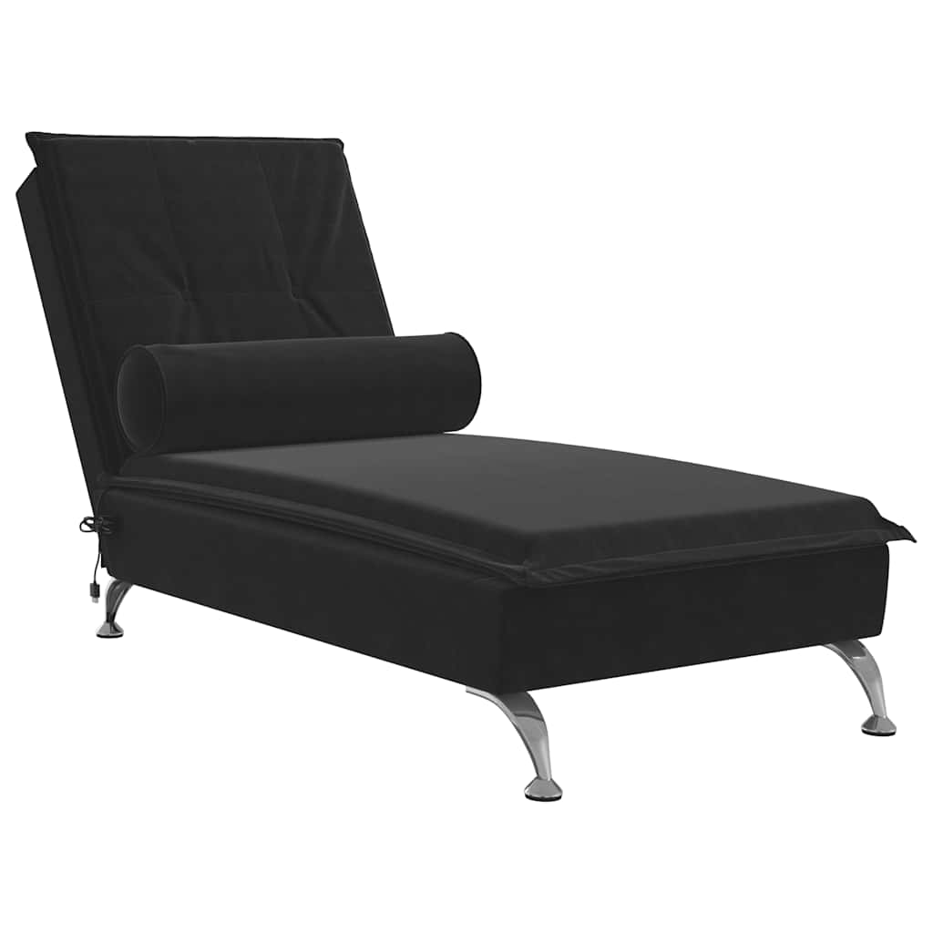 Massage-Chaiselongue mit Nackenrolle Hellgrau Samt