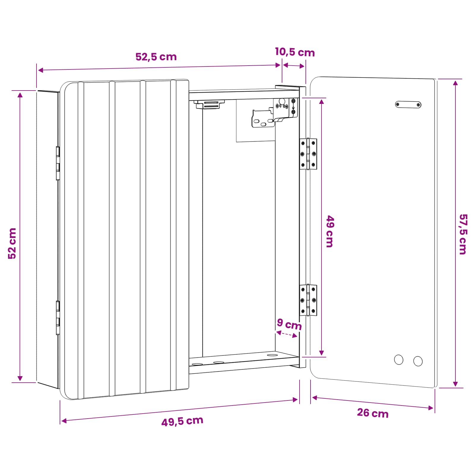 Dartboard Schrank ZWOLLE Weiß 52,5 x 10,5 x 57,5 cm