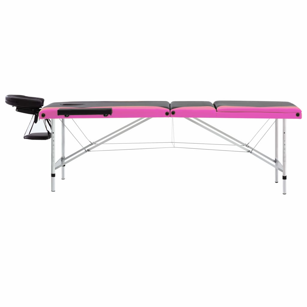 Massagetisch Klappbar 3 Zonen Aluminium Dunkellila