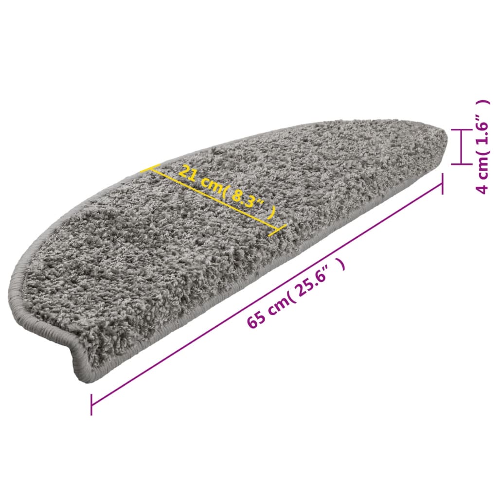 Stufenmatten 15 Stk. 56x17x3 cm Grau Halbrund