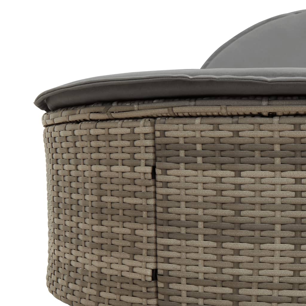 Doppel-Sonnenliege mit Kissen Schwarz Poly Rattan