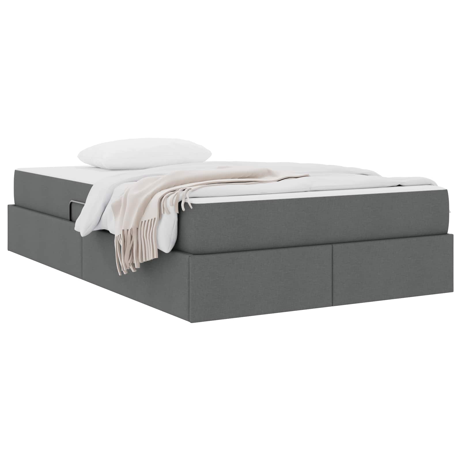 Aufbewahrungsbett mit Matratze Hellgrau 90 x 190 cm Polyester