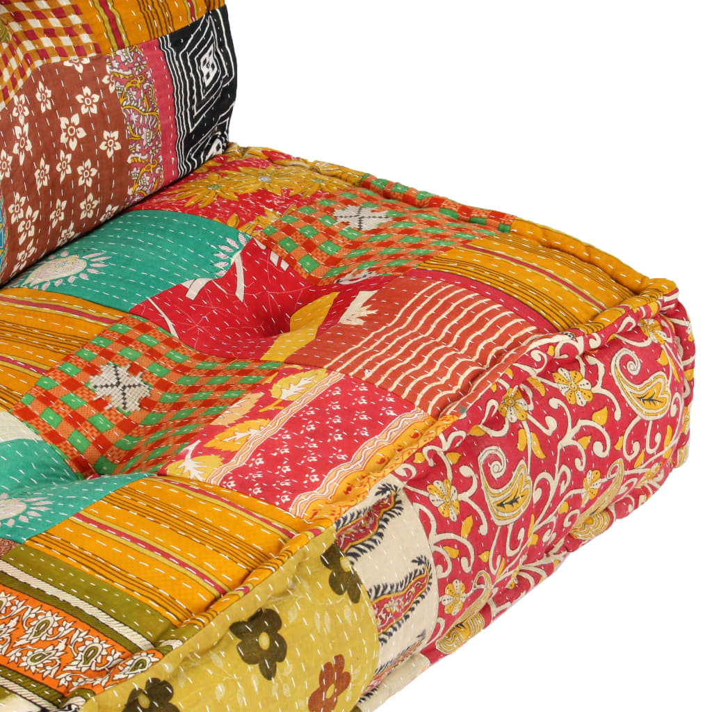 2-Sitzer Modularer Pouf Patchwork Stoff