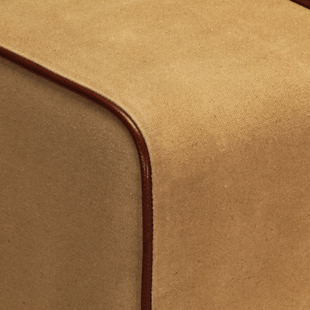 Bank Turnbock-Design 160cm Braun Echtleder Massivholz Akazie