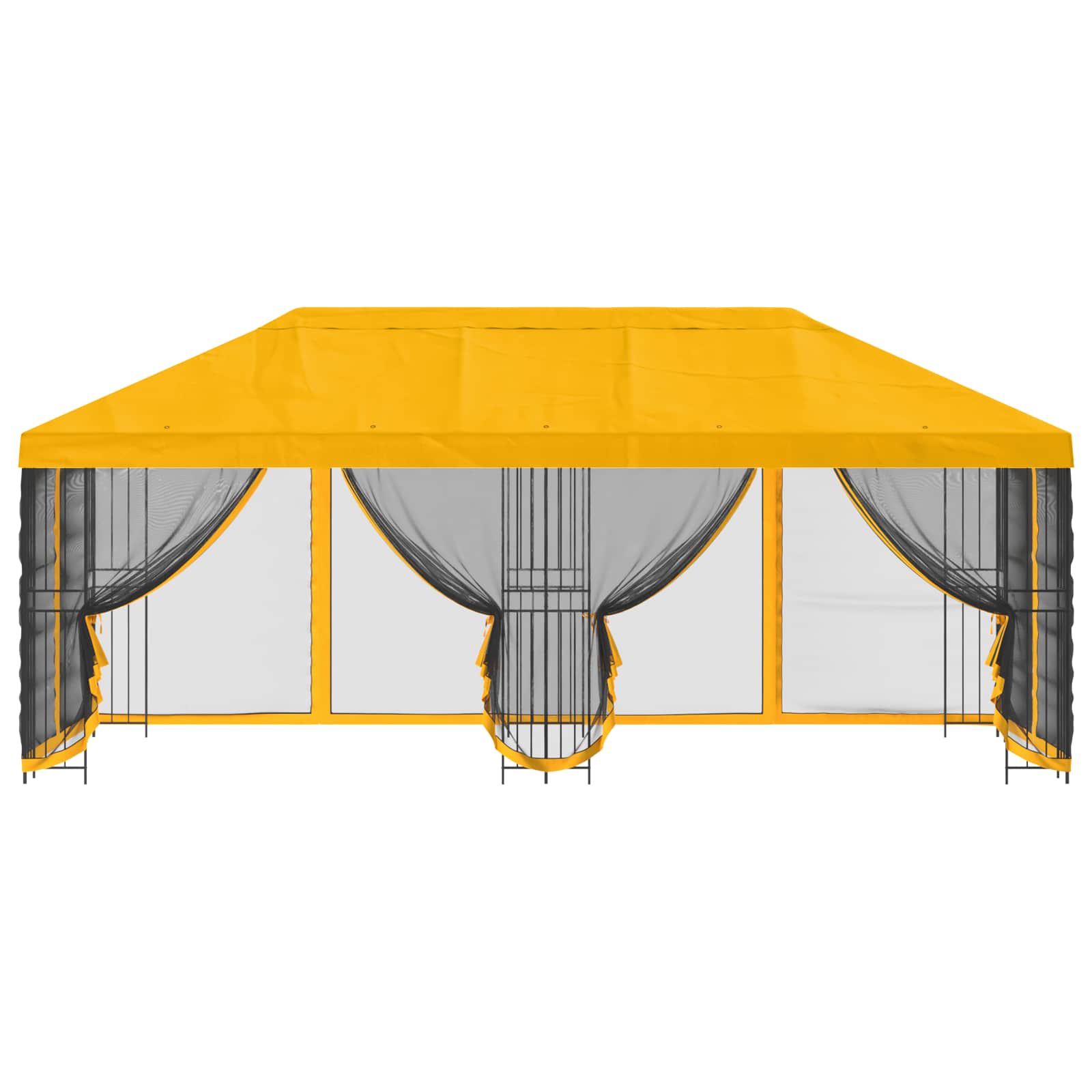 Pavillon mit Seitenwänden 6 x 3 m Beige Polyester und Stahl 190
