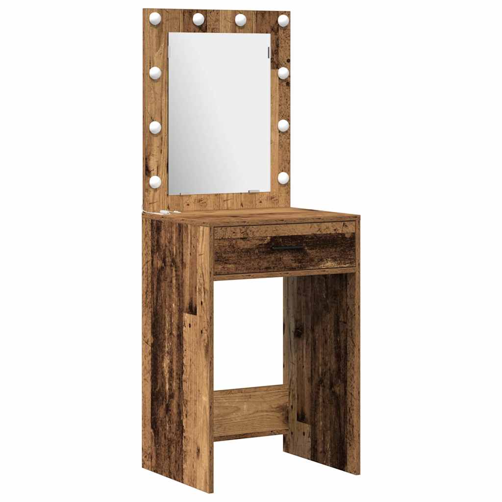 Schminktischset mit LED mit Schubladen 3 pcs Weiß Holzwerkstoff