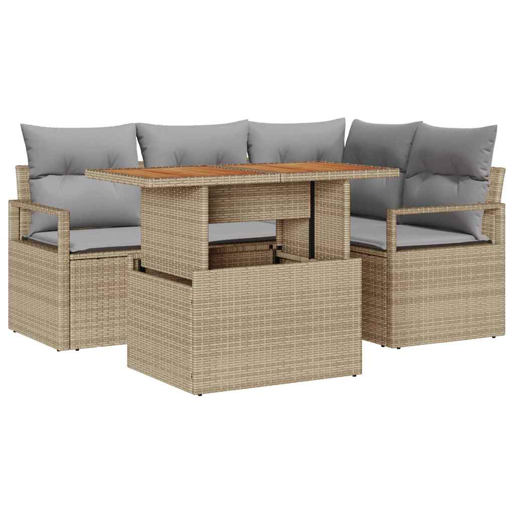Garten Essgruppe mit Kissen 5 pcs Schwarz und Creme