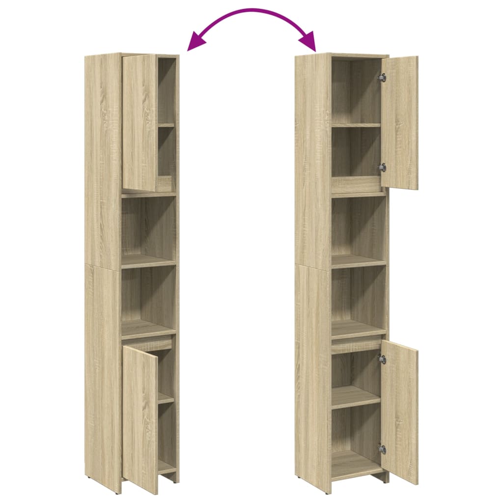 Badezimmerschrank Weiß 30x30x183,5 cm Holzwerkstoff