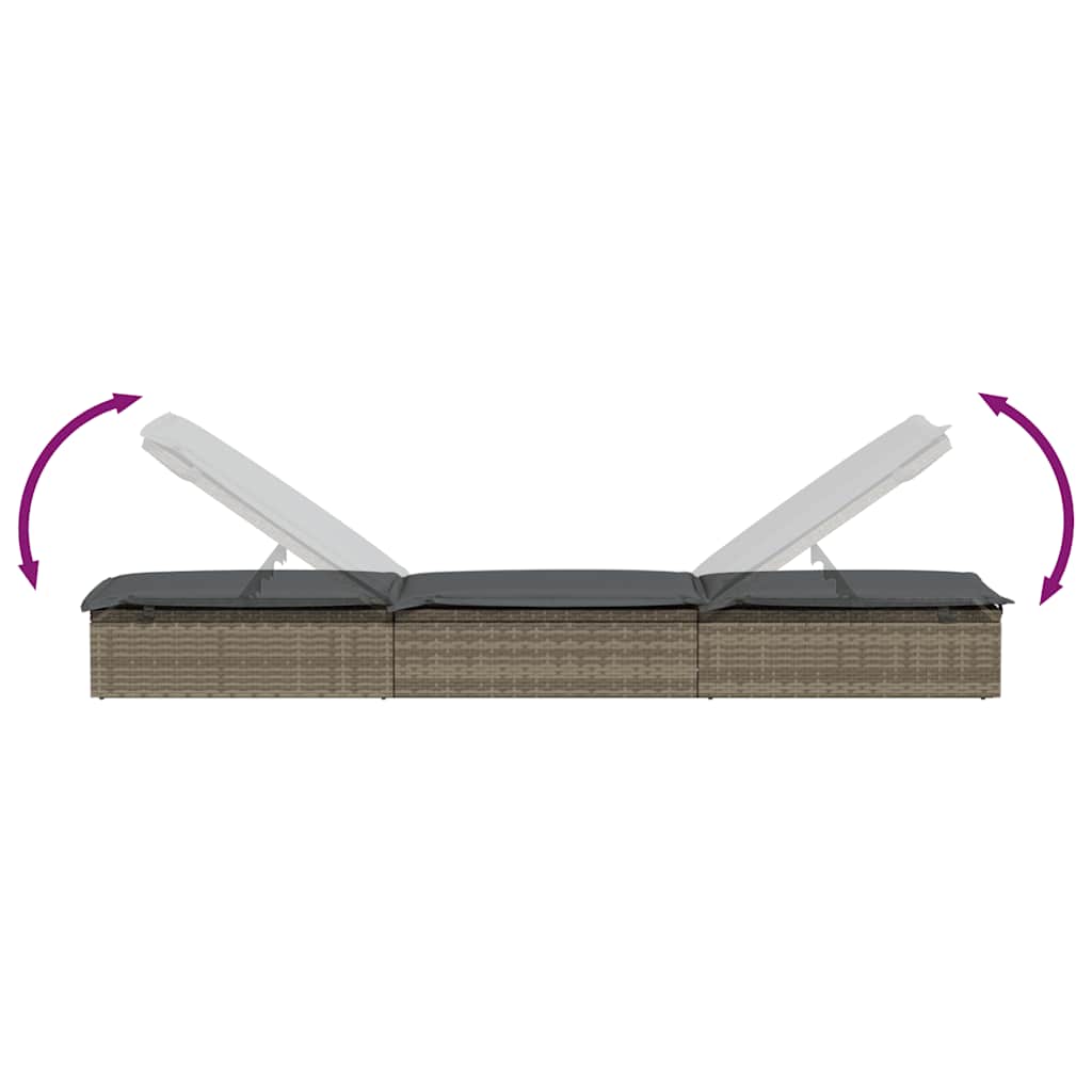 Sonnenliege 1 Stk. mit Tisch Schwarz Poly Rattan