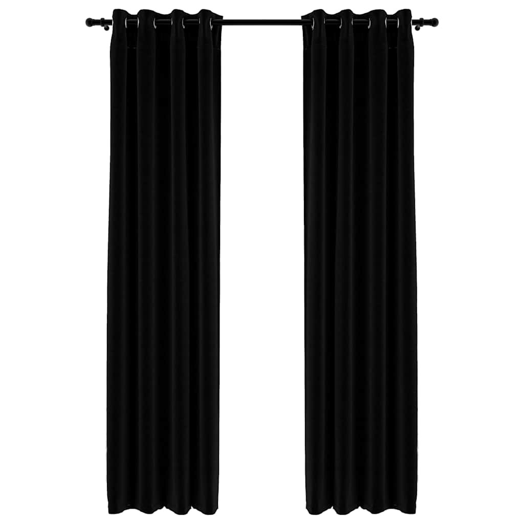 Verdunkelungsvorhänge Ösen Leinenoptik 2 Stk. Schwarz 140x175cm