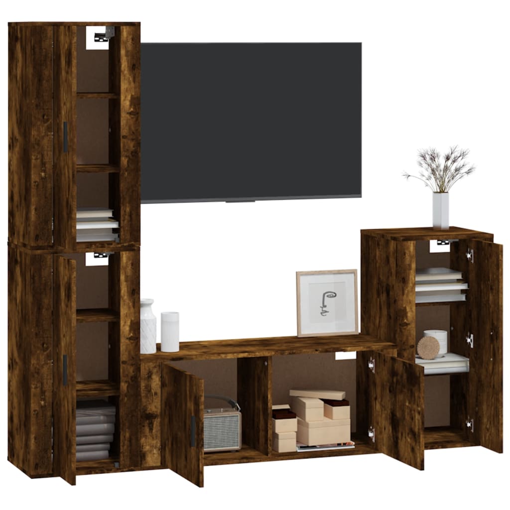 4-tlg. TV-Schrank-Set Weiß Holzwerkstoff