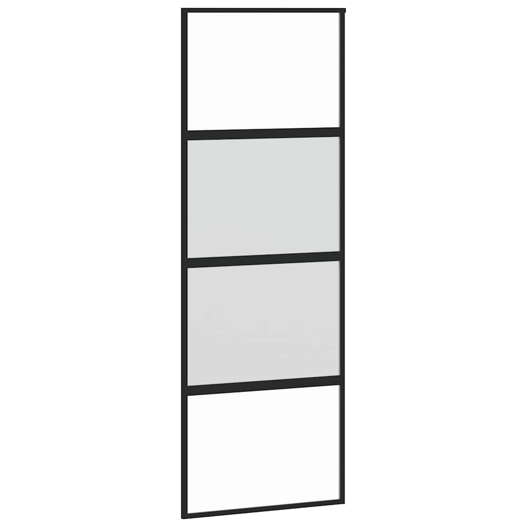 Schiebetür Aluminium und ESG Glas 90x205 cm Schwarz
