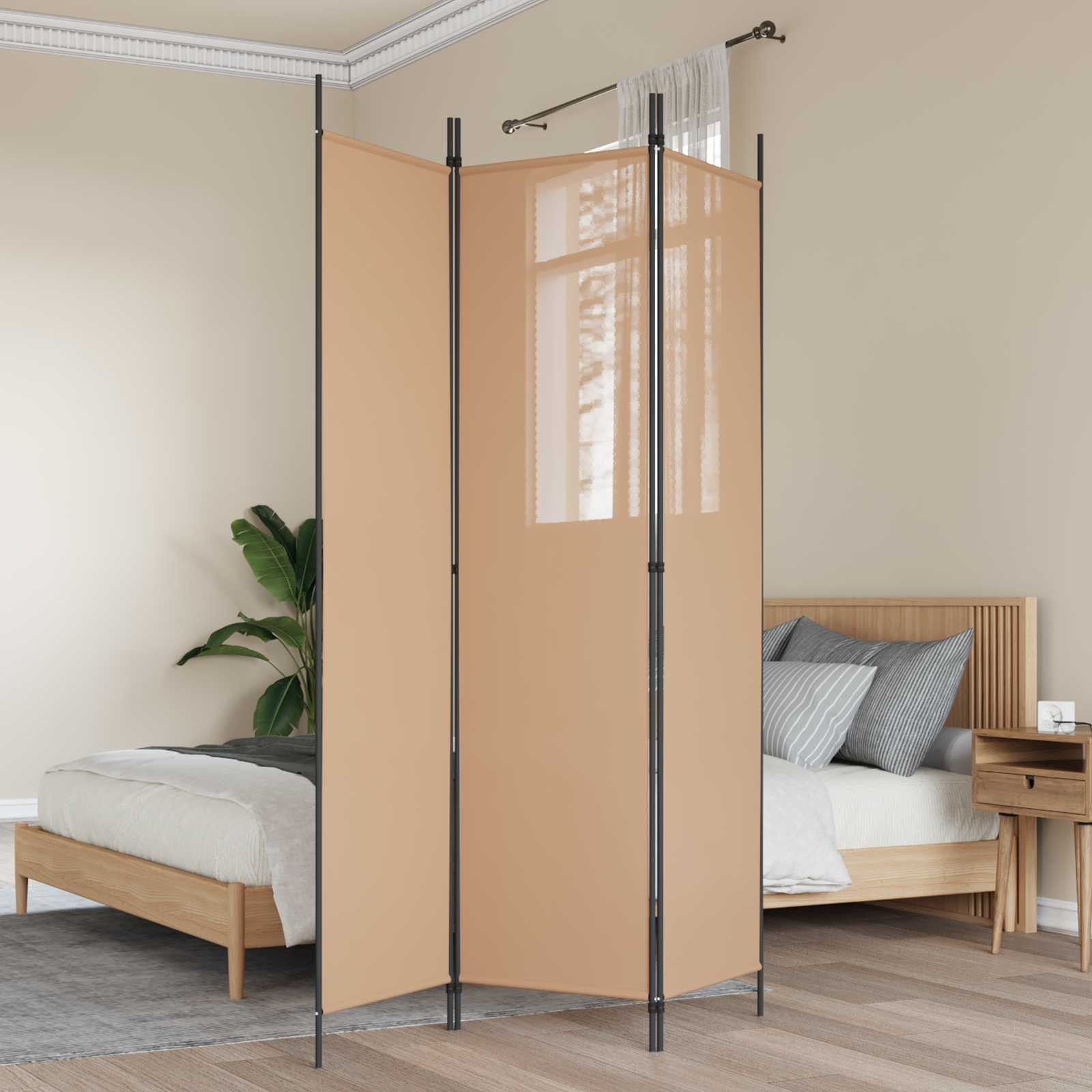 3-tlg. Paravent Schwarz 150x200 cm Stoff