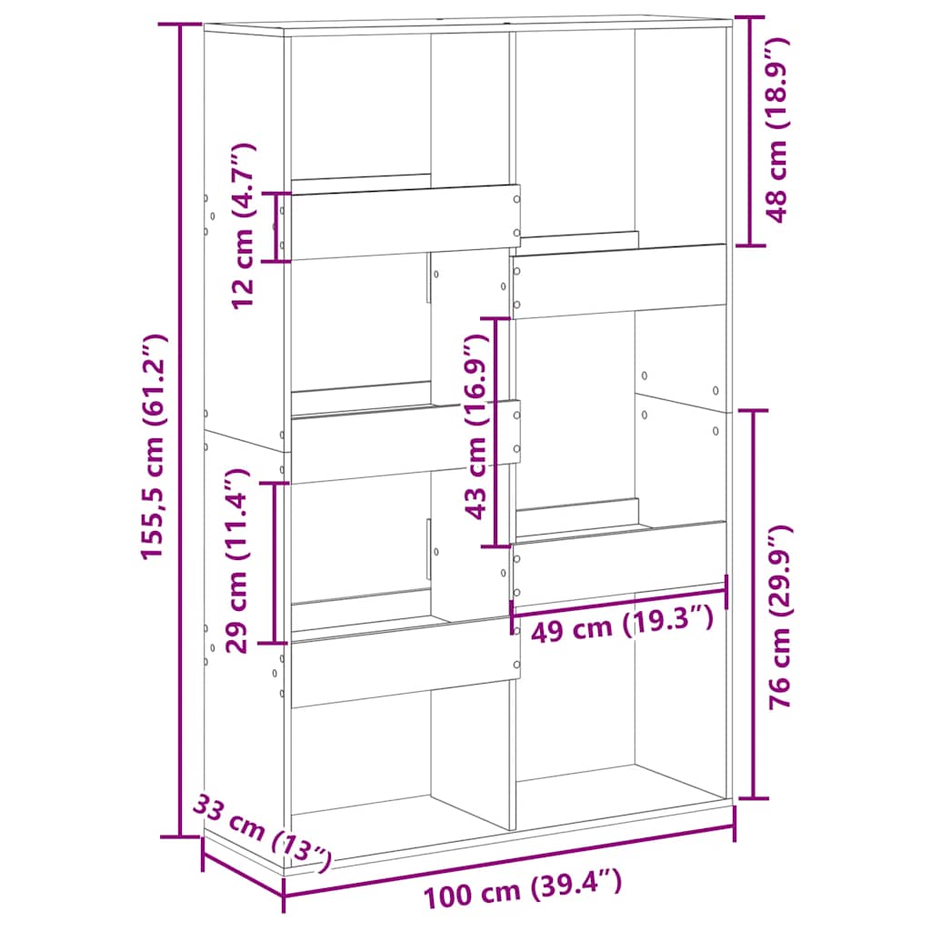 Bücherregal Weiß 100x33x135 cm Holzwerkstoff