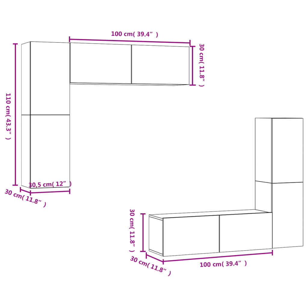 4-tlg. TV-Schrank-Set Weiß Holzwerkstoff