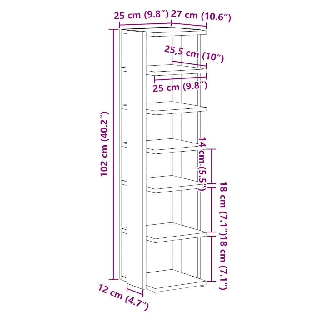 Schuhschrank Weiß 27,5x27x102 cm Holzwerkstoff