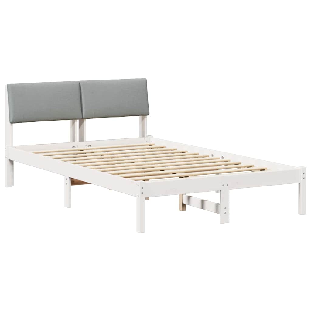 Bettgestell Braun und hellgrau 200 x 200 cm Massivholz Kiefer
