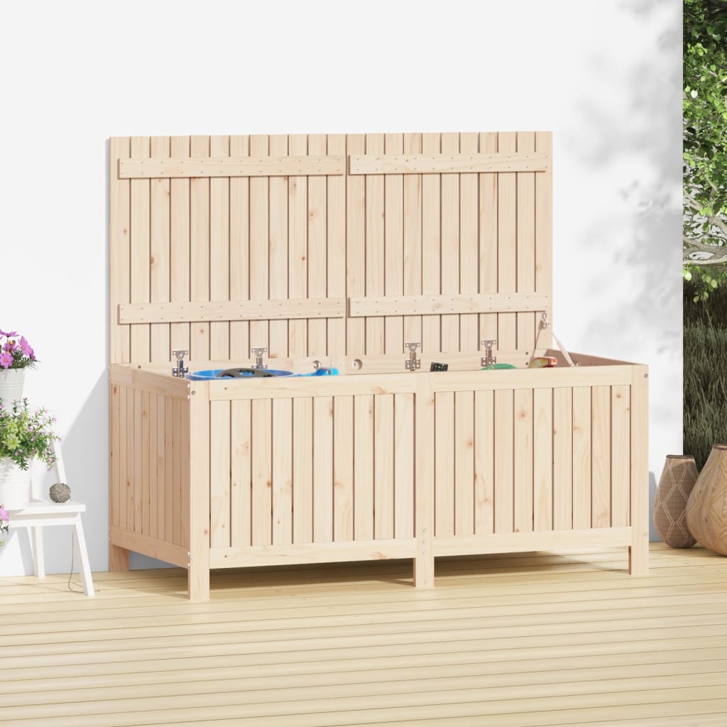 Gartentruhe Grau 76x42,5x54 cm Massivholz Kiefer
