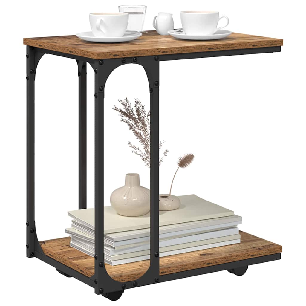 Beistelltisch mit Rollen Schwarz 50x35x55,5 cm Holzwerkstoff