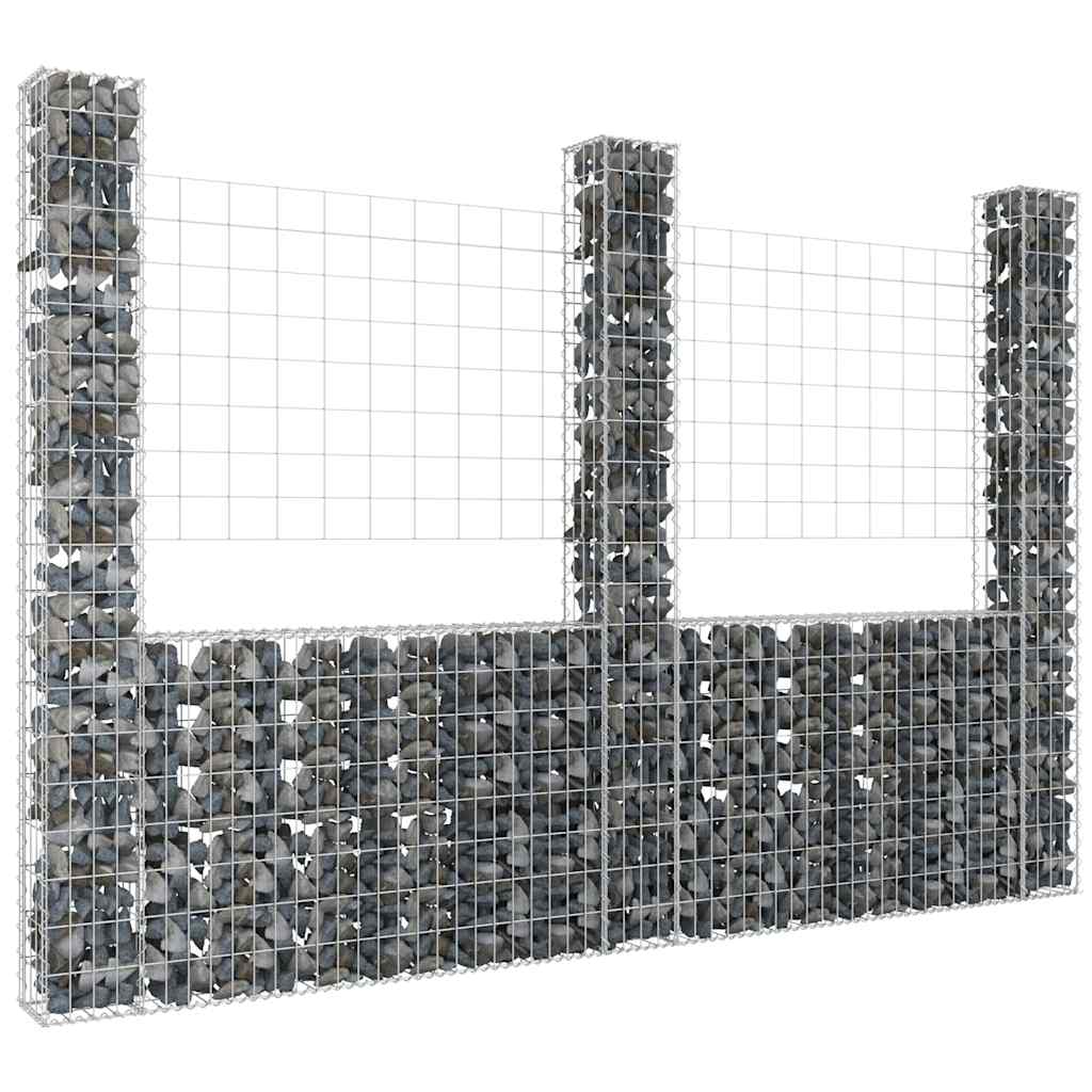 Gabionenkorb U-Form mit 2 Säulen Eisen 140x20x150 cm