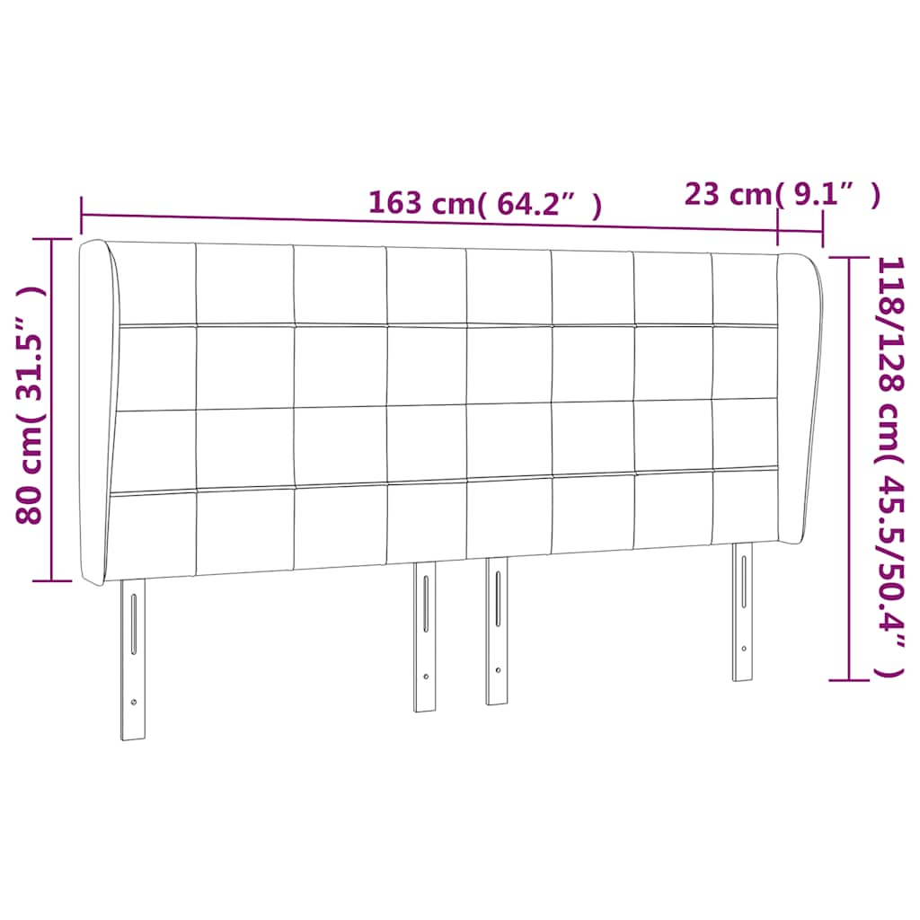 Kopfteil mit Ohren Dunkelblau 93x23x78/88 cm Samt