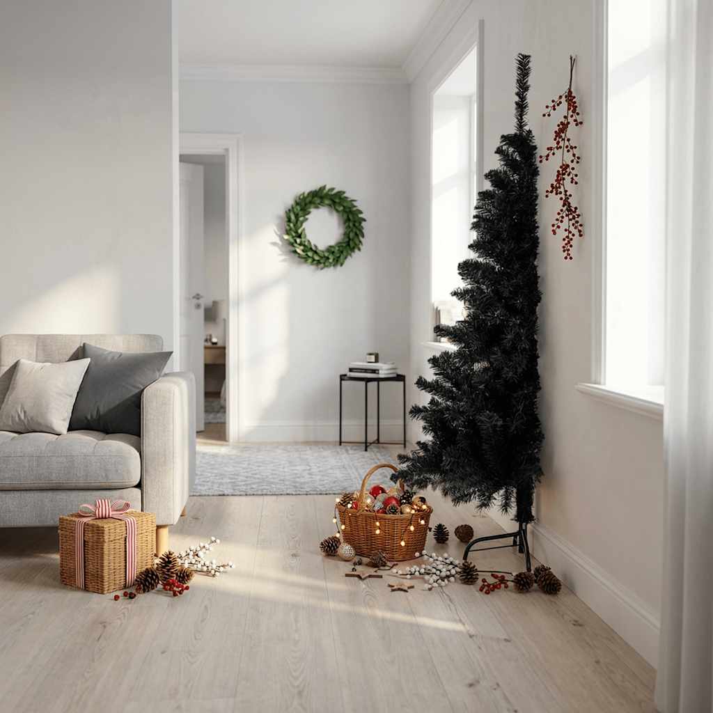 Künstlicher Halb-Weihnachtsbaum mit Ständer Grün 150 cm PVC