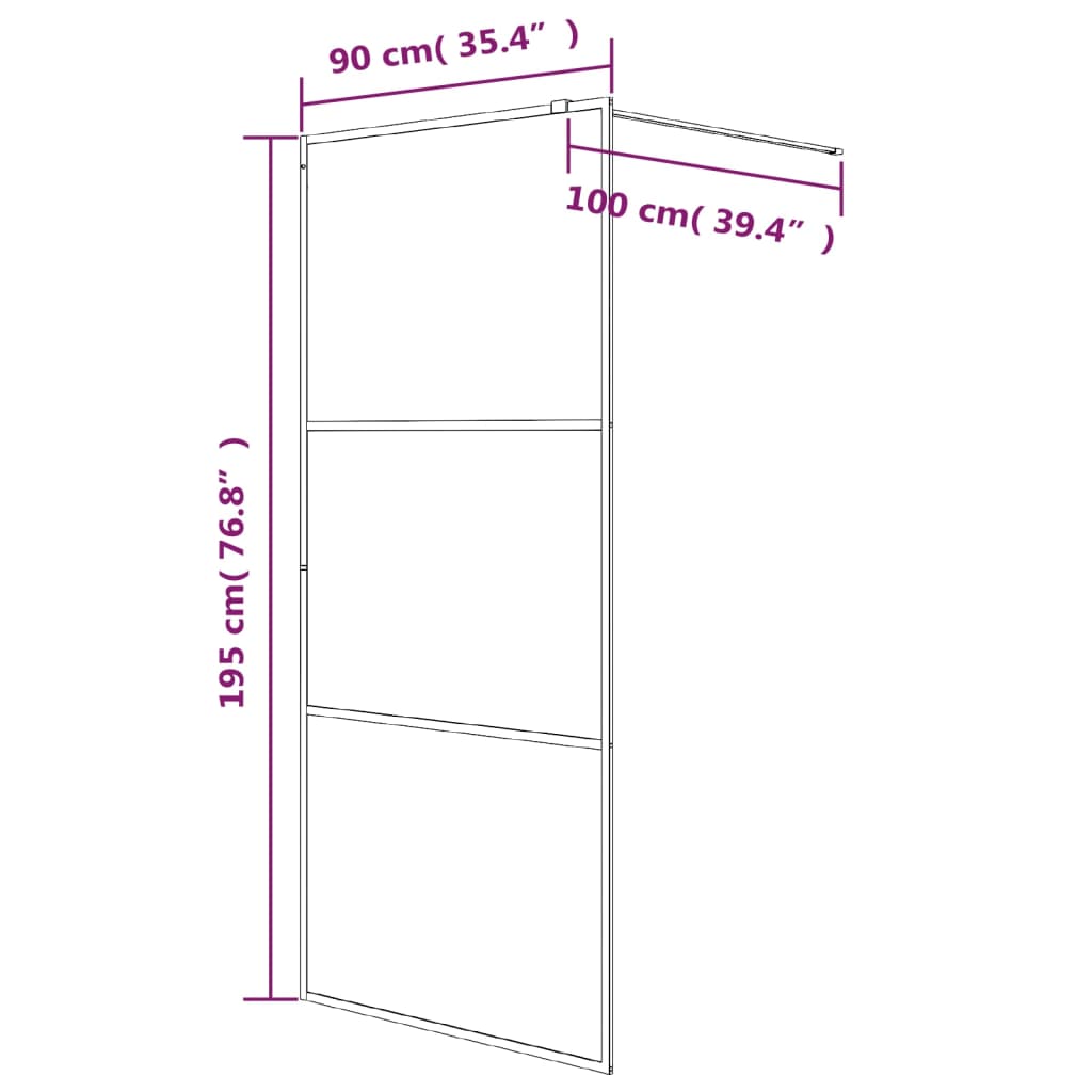 Duschwand für Begehbare Dusche Schwarz 100x195 cm ESG-Glas Klar