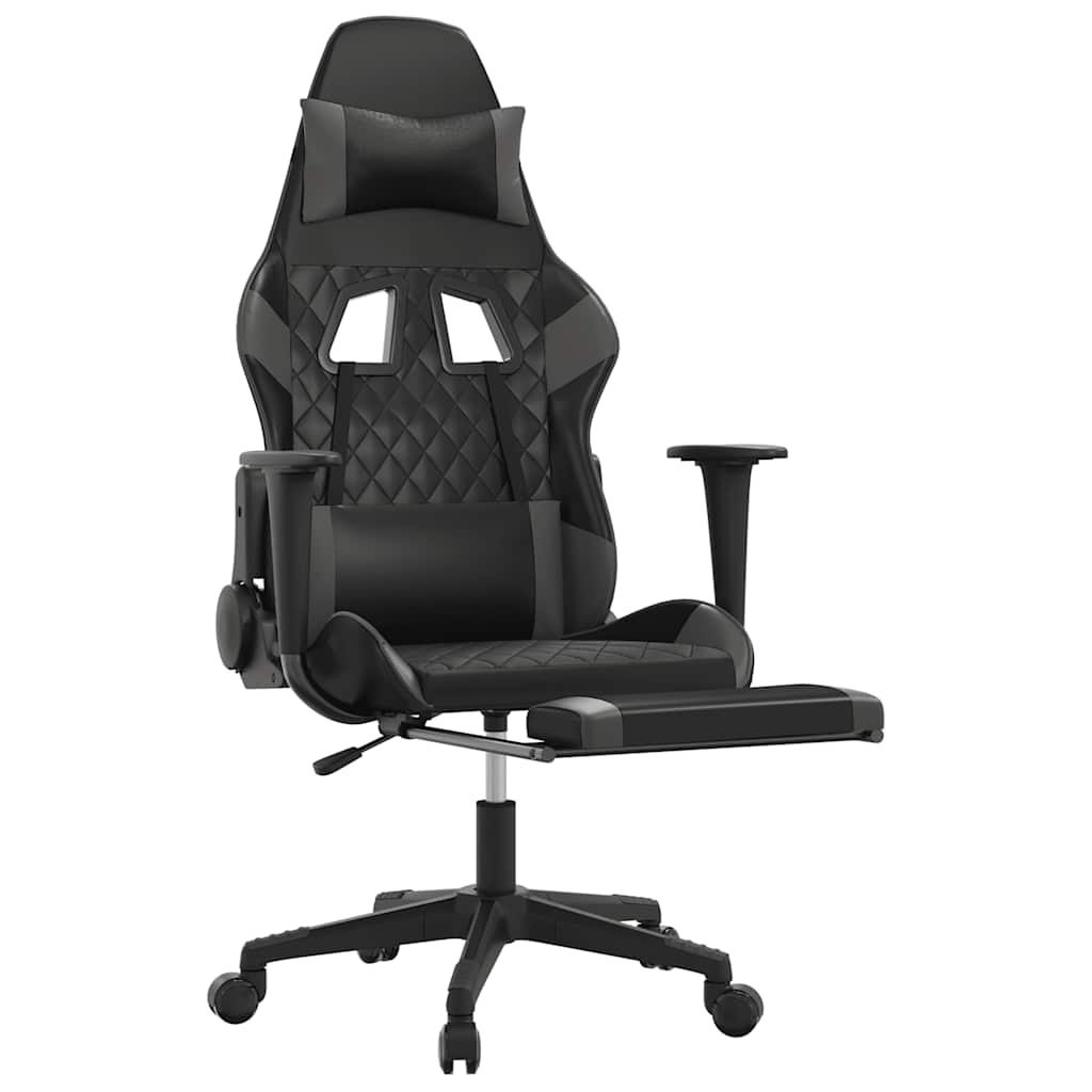 Gaming-Stuhl mit Massagefunktion Schwarz und Blau Kunstleder