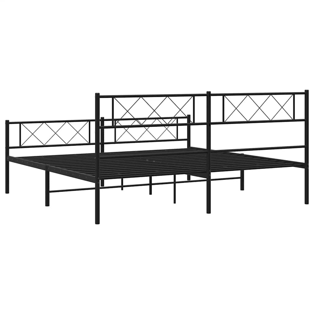 Bettgestell mit Kopfteil Metall Schwarz 100x190 cm